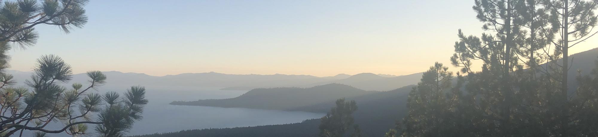 Image of the Lake Tahoe Basin with smoke