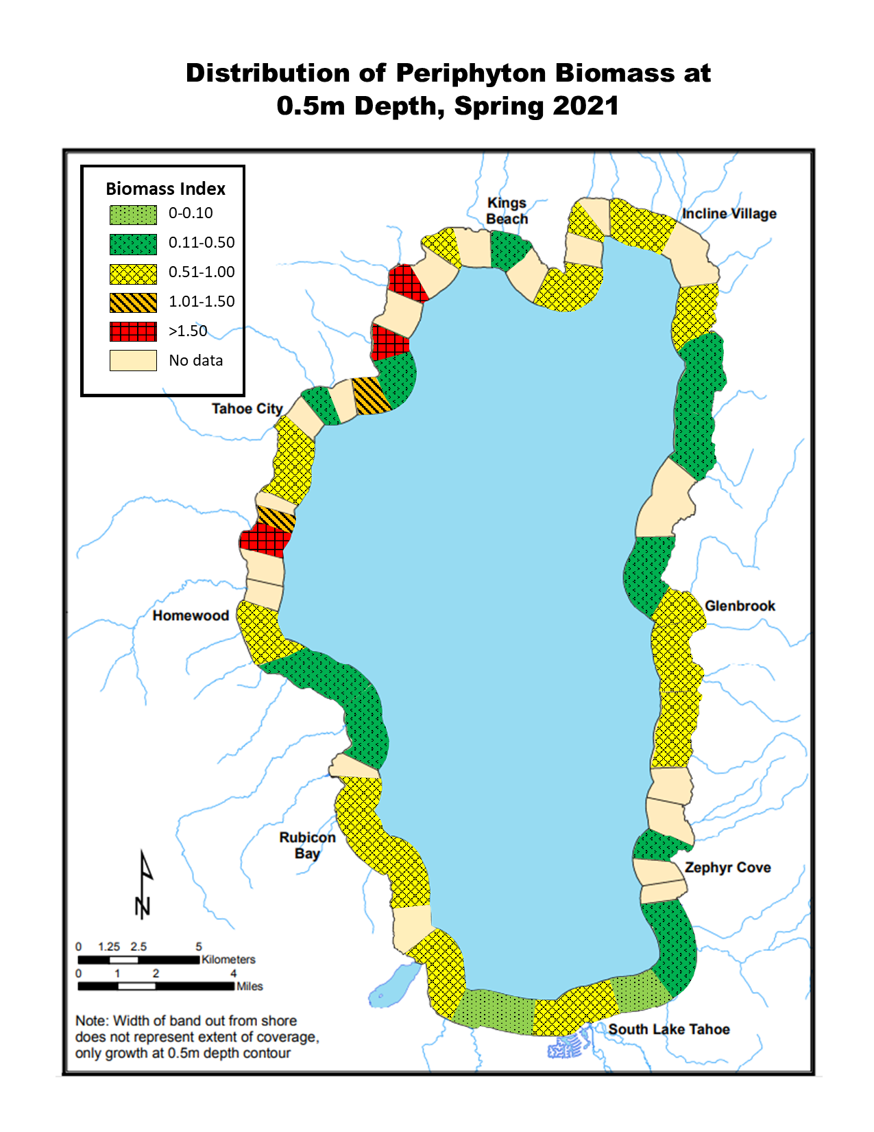 Periphyton map of the Lake Tahoe Shoreline