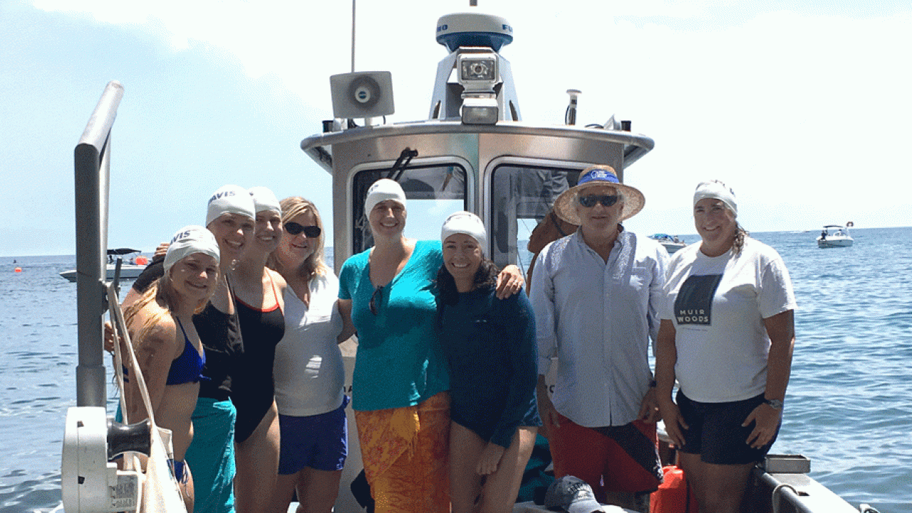 Swimmers aboard the RV Bob Richards