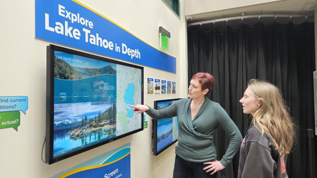 Cara and Mahren examine the features of the Lake Tahoe in Depth Touchscreens