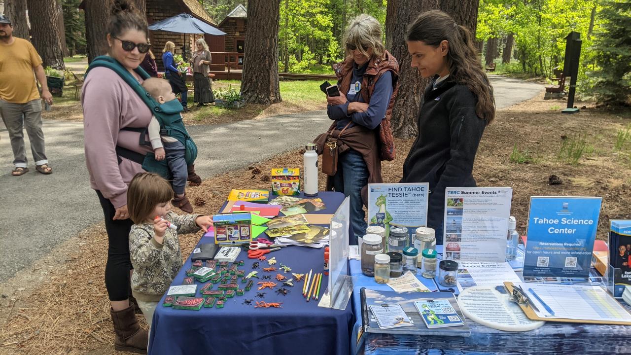 Visitors enjoy environmental education activities at the South Lake Tallac Historical Site