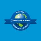 Circular logo featuring a globe, with "Keep Tahoe Blue" and "Earth Day Community Cleanup" text.